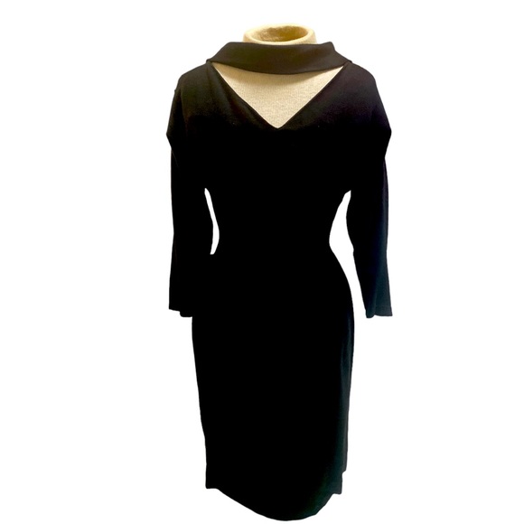 Elinor Porter VTG 50’s knee length black fitted dress custom measurements below - Picture 1 of 5